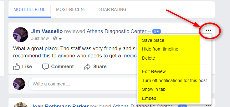 edit facebook review