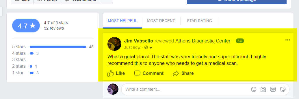 facebook review posted