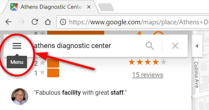 google review menu button